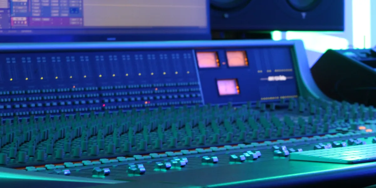 Studio 17 Professional Mixing Console with Blue Lighting